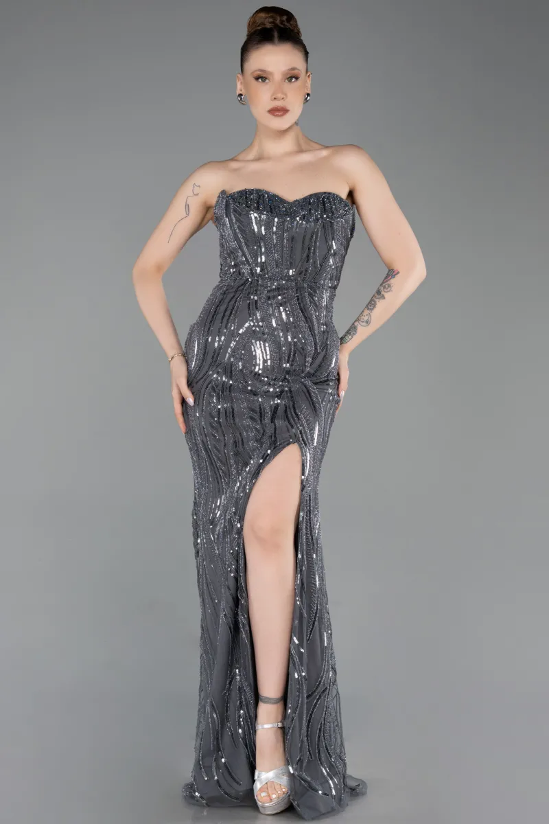 Long Beaded Oversized Evening Dress ABU6206