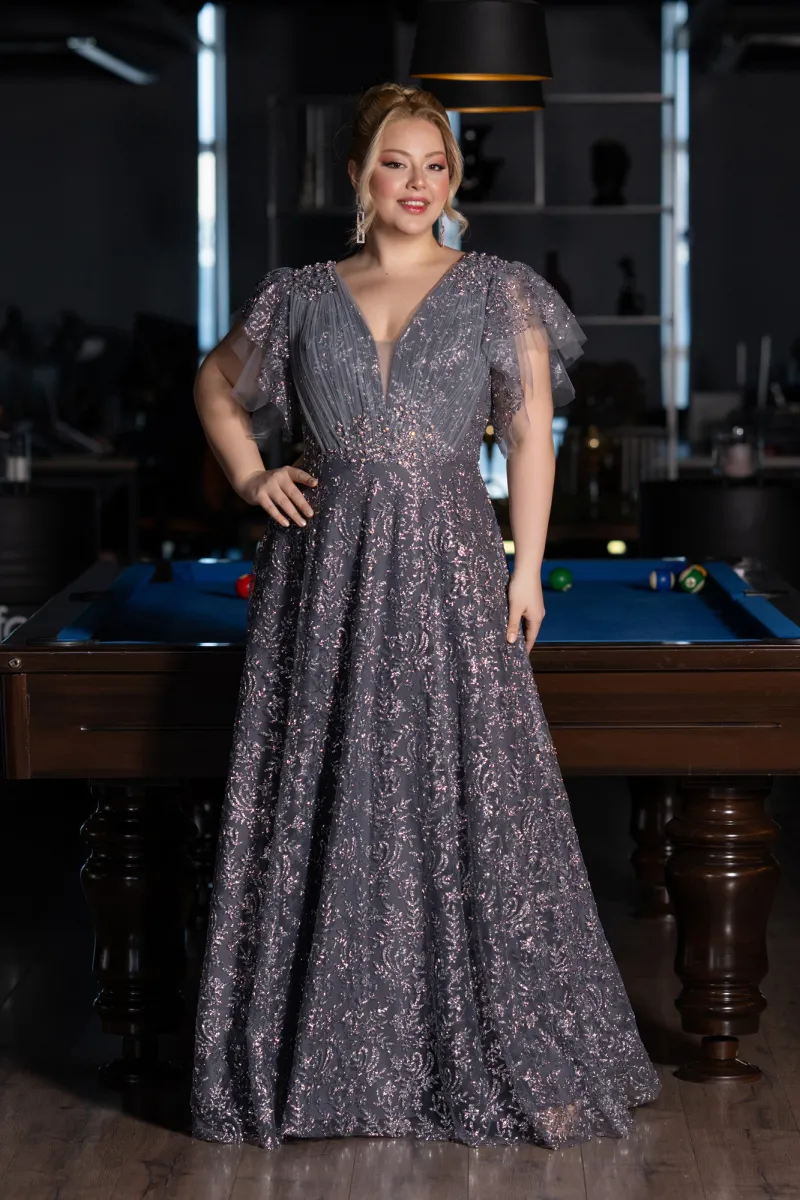 Long Plus Size Engagement Dress ABU5872
