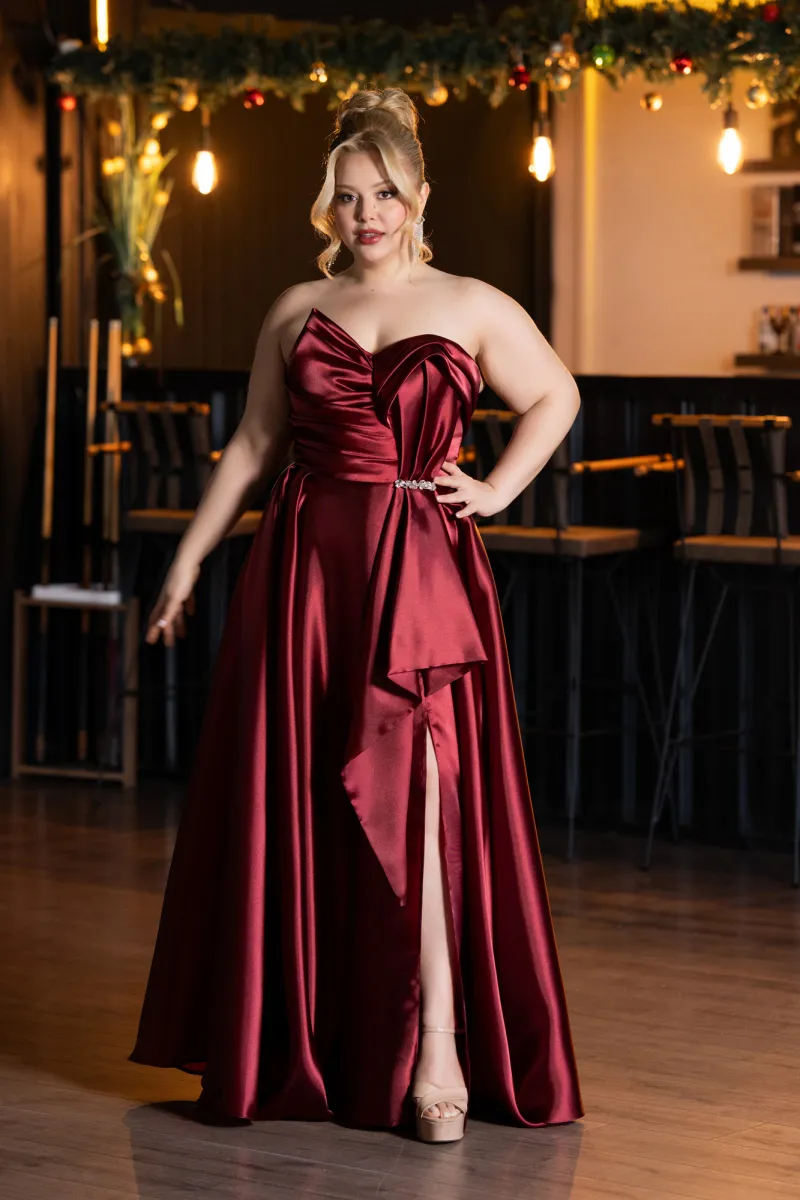 Long Satin Plus Size Evening Dress ABU5650